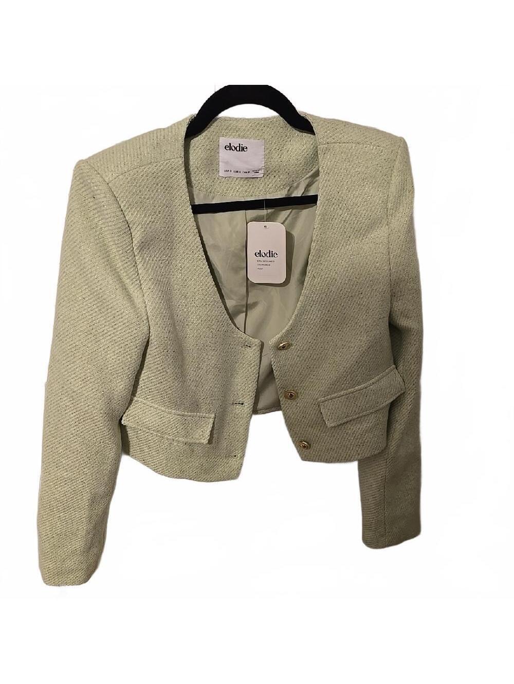 ELODIE Light Green Cropped Blazer Jacket NWT Size S